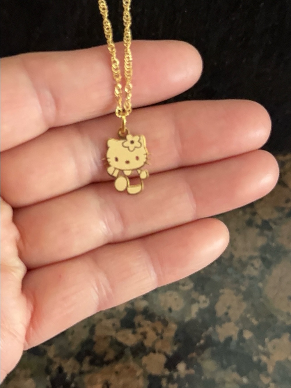 Hello Kitty Gold Tone Flower Bow Charm Necklace